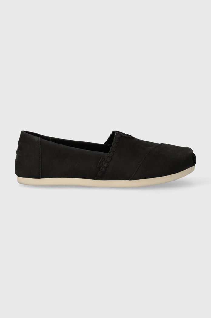 Espadrile od nubuk kože Toms Alpargata 10020666 crna SS24