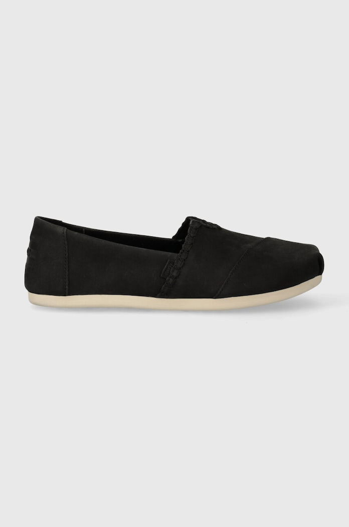 Espadrile od nubuk kože Toms Alpargata 10020666 crna SS24