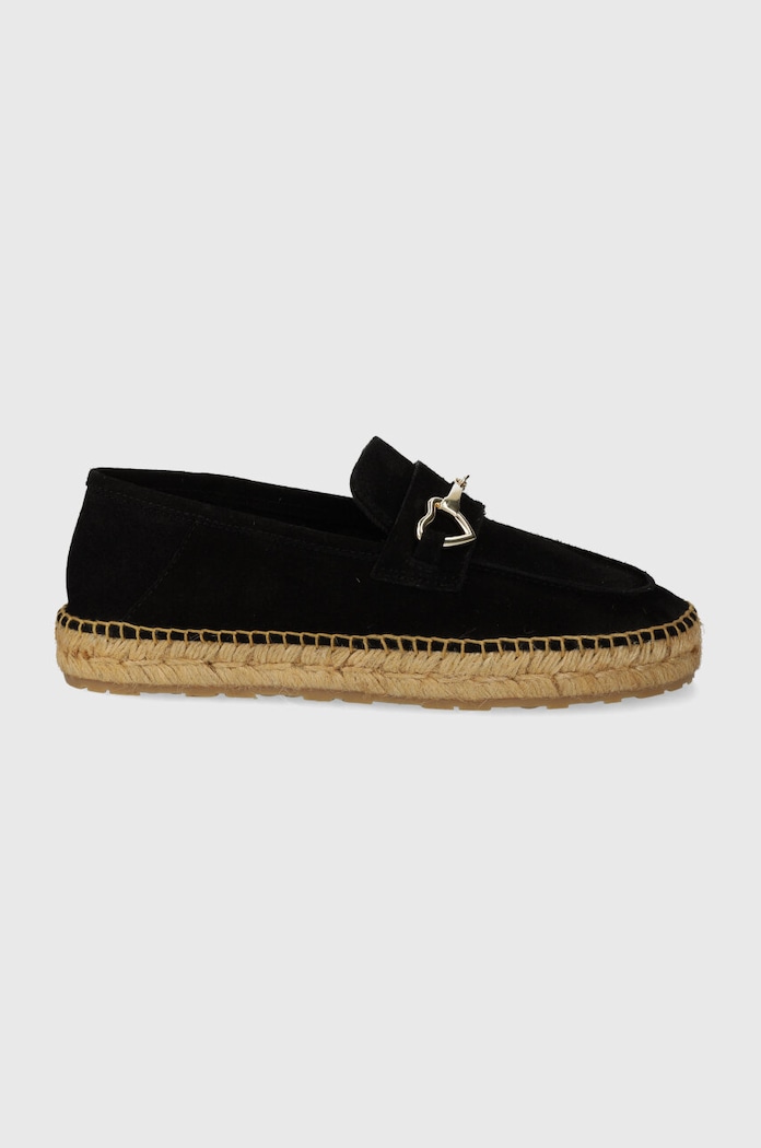 Love Moschino espadryle zamszowe płaski czarny JA10592G0IIG0000