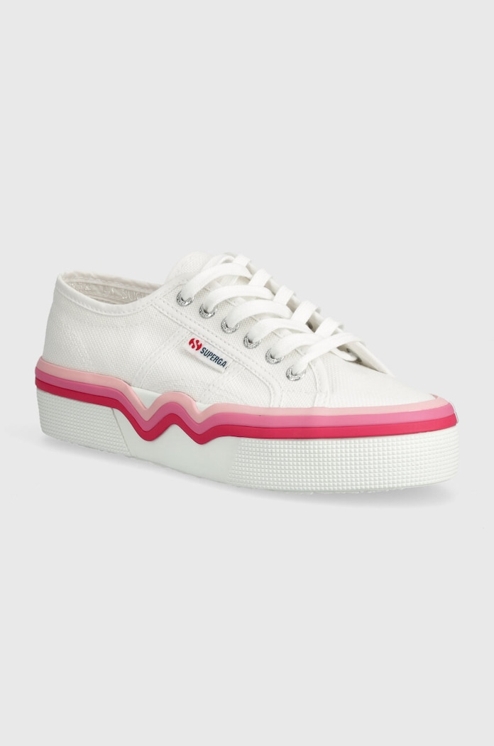 Ниски кецове Superga 2740 LIQUIFY STRIPES платформа бял S4128SW