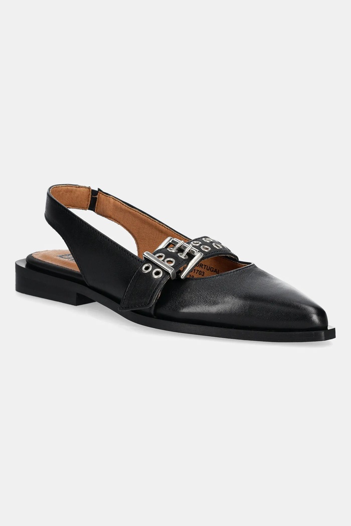 Kožené balerínky Bianco BIAVICTORIA otvorená päta čierna 11251703.Black.C