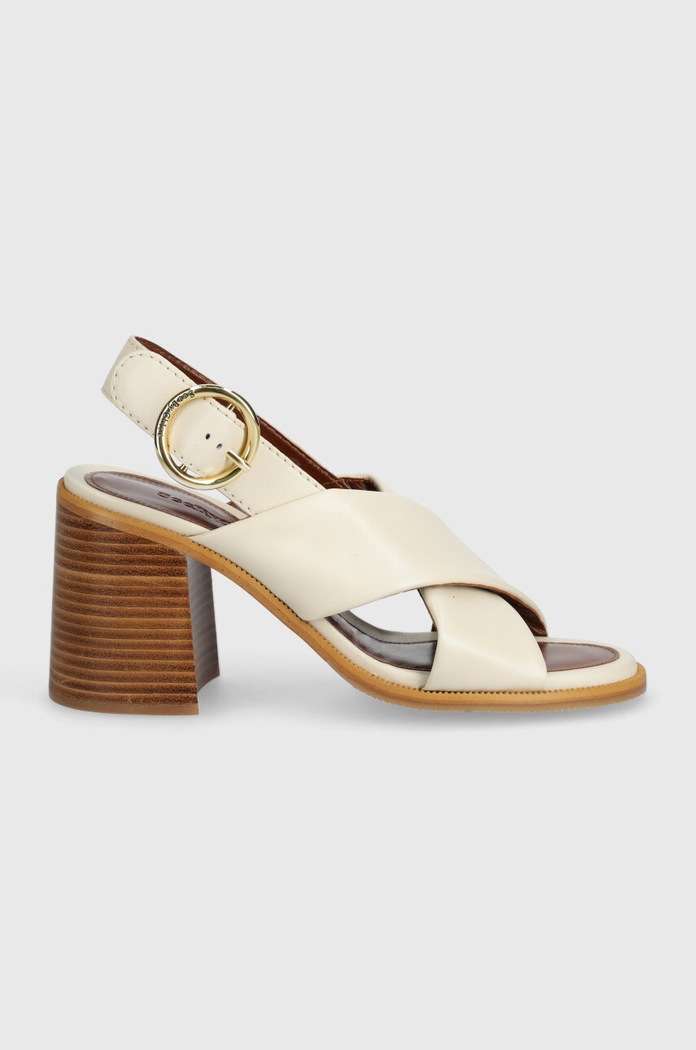Δερμάτινα πέδιλα See by Chloé Lyna SB38201A.139 μπεζ SS24