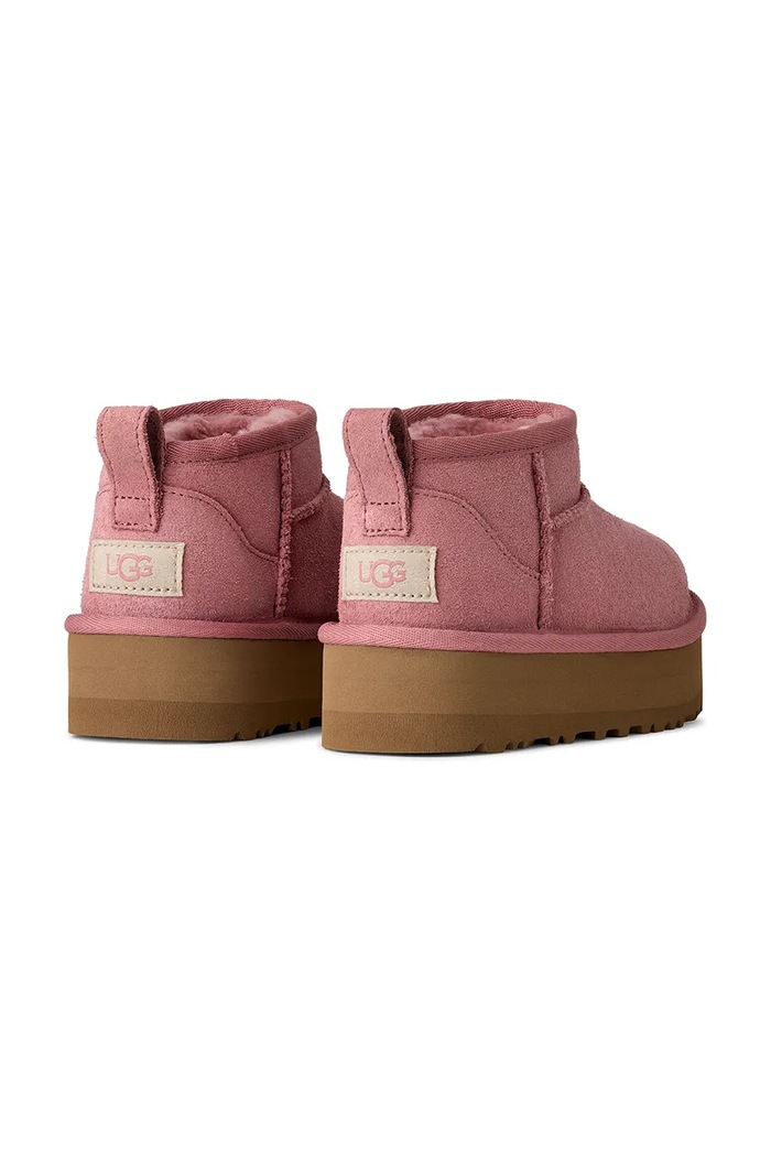 Fete UGG cizme de zăpadă din piele întoarsă CLASSIC ULTRA MINI PLATFORM 1157791K roz