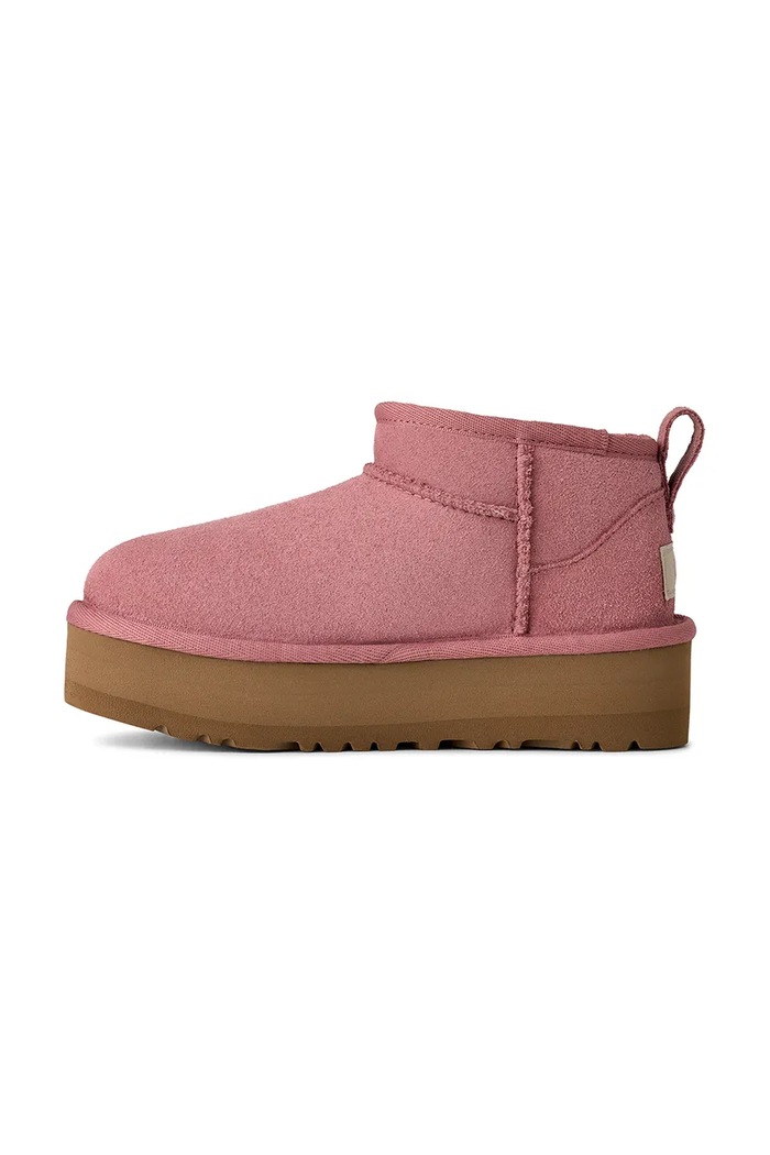UGG cizme de zăpadă din piele întoarsă CLASSIC ULTRA MINI PLATFORM roz 1157791K