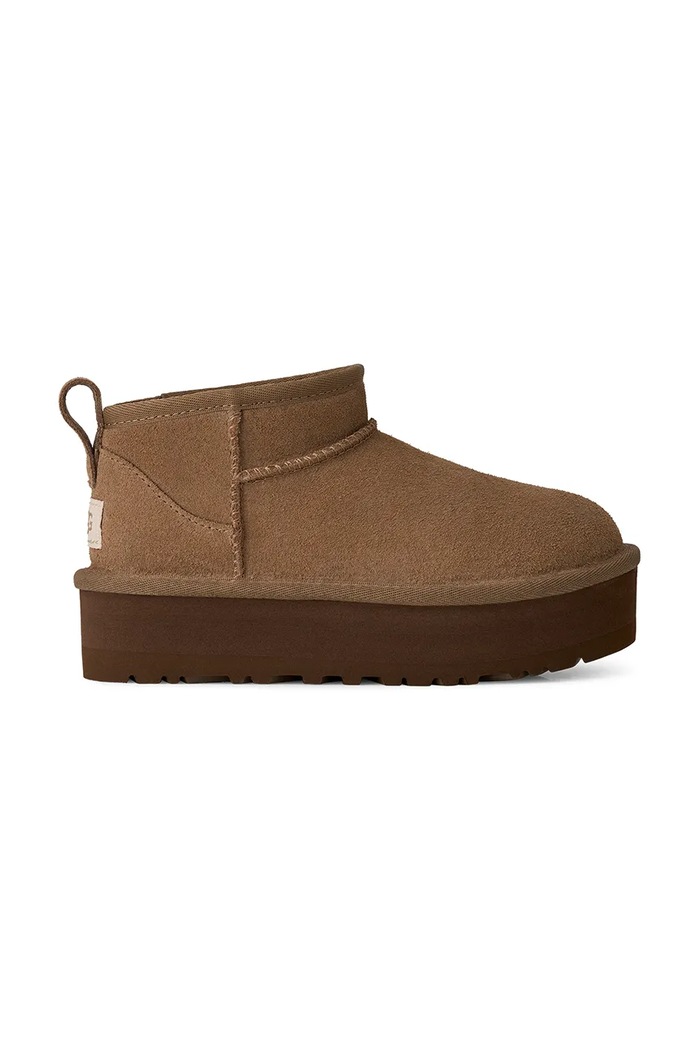UGG Sniegowce dziecięce zamszowe CLASSIC ULTRA MINPLATFORM brązowy 1157791K