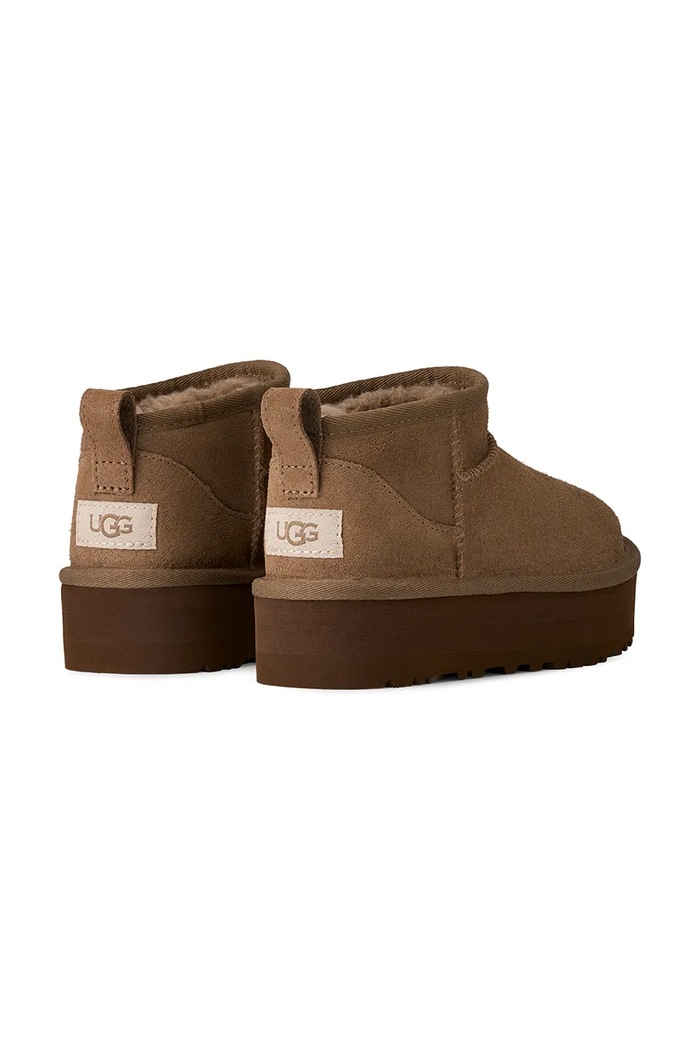 Dziewczynka UGG Sniegowce dziecięce zamszowe CLASSIC ULTRA MINPLATFORM 1157791K brązowy