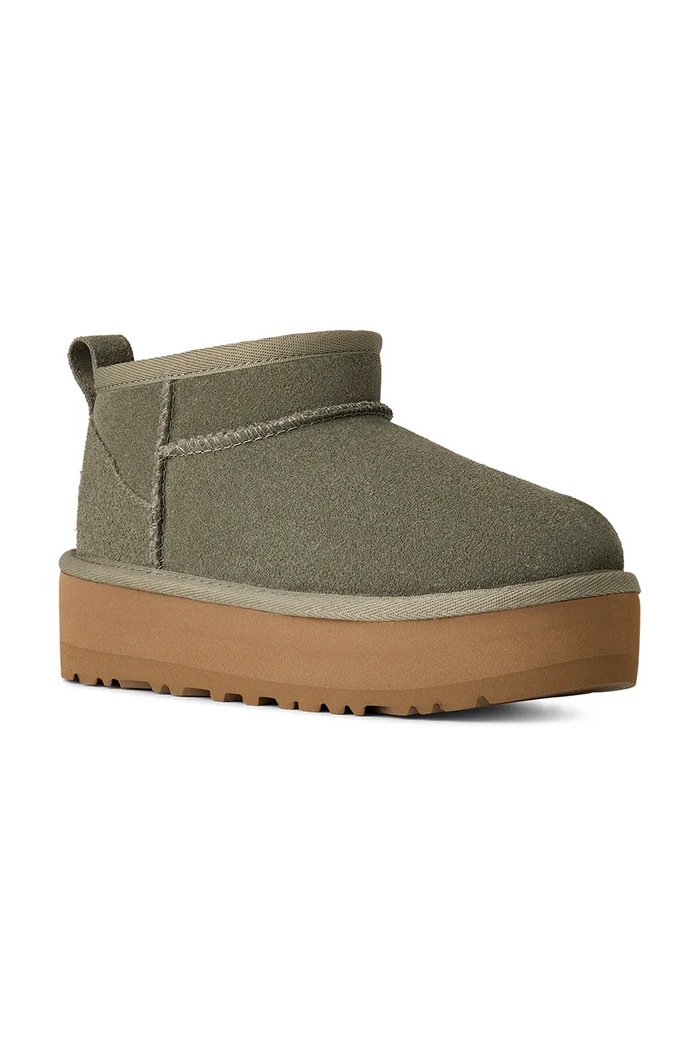 UGG śniegowce zamszowe dziecięce CLASSIC ULTRA MINI PLATFORM 1157791K zielony AA00