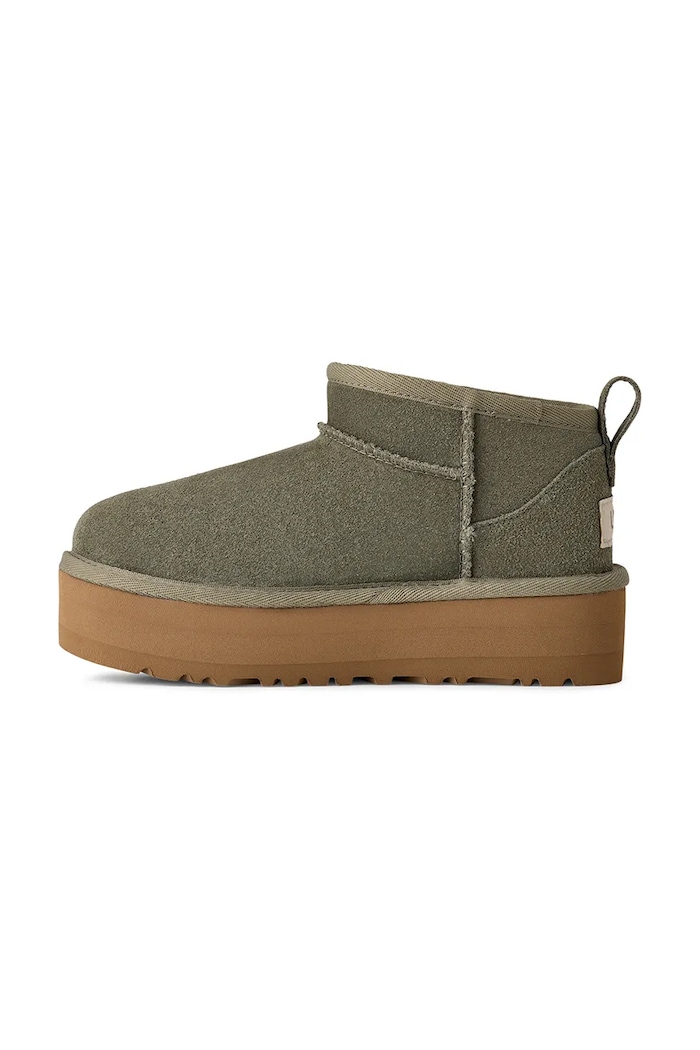 UGG śniegowce zamszowe dziecięce CLASSIC ULTRA MINI PLATFORM zielony 1157791K