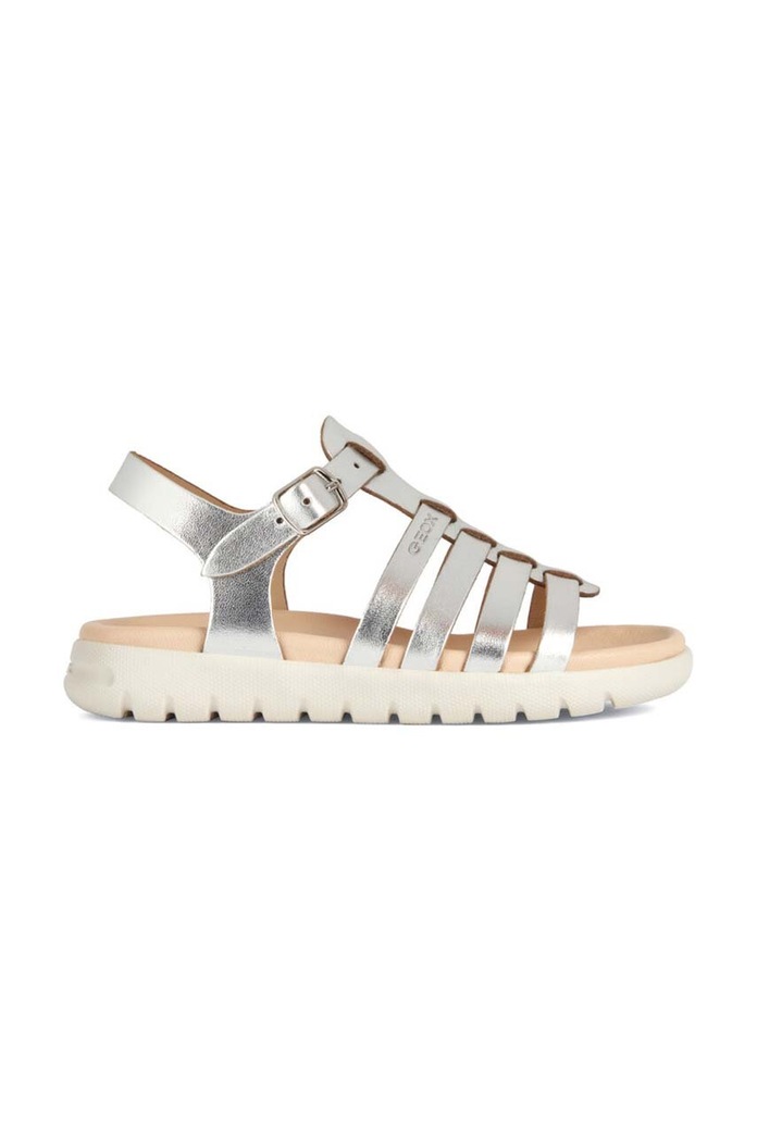Geox sandały skórzane dziecięce SANDAL SOLEIMA J35GSB.000CF.24.27 srebrny SS25