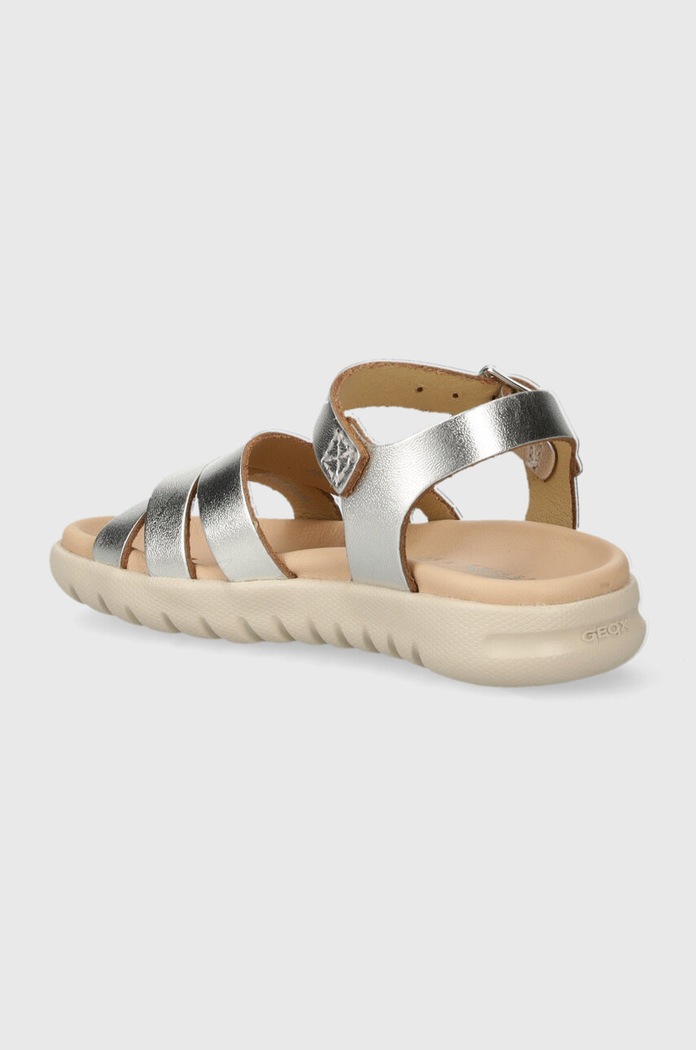 Djevojčice Dječje kožne sandale Geox SANDAL SOLEIMA J45GSA.000CF.24.27 srebrna