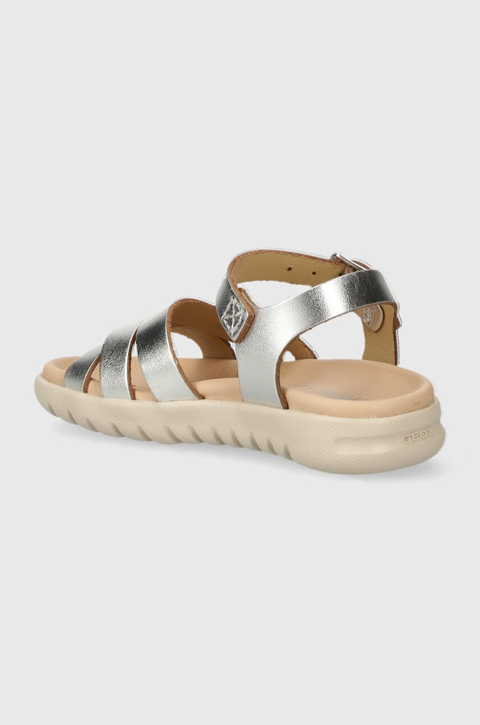 Djevojčice Dječje kožne sandale Geox SANDAL SOLEIMA J45GSA.000CF.24.27 srebrna