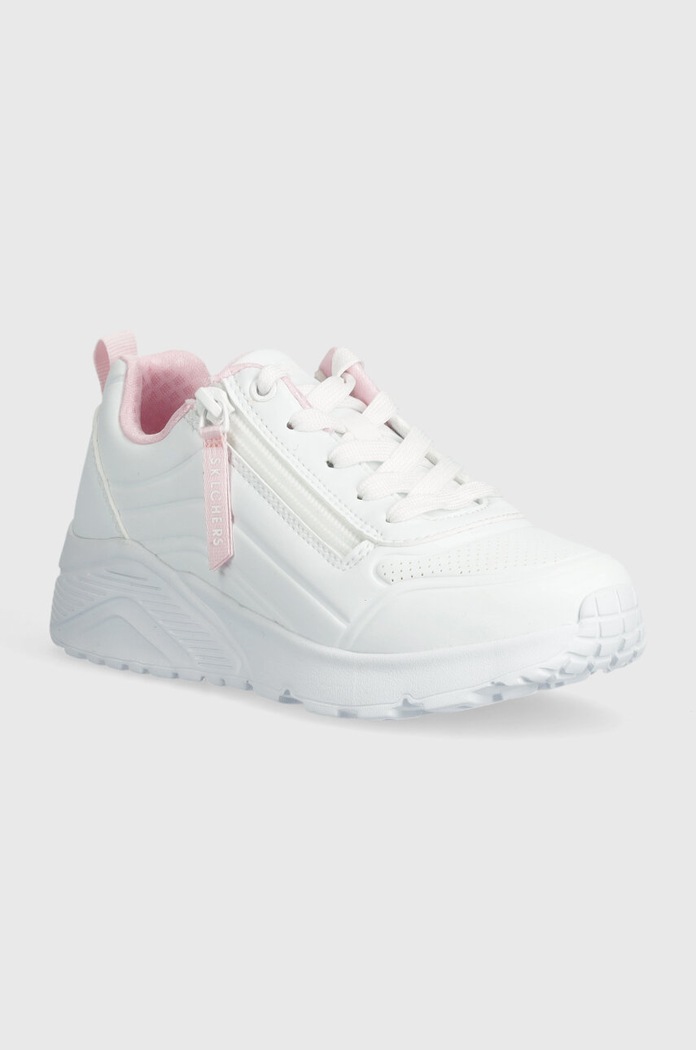 Παιδικά sneakers Skechers UNO LITE EASY ZIP απομίμηση λείου δέρματος λευκό 310387L