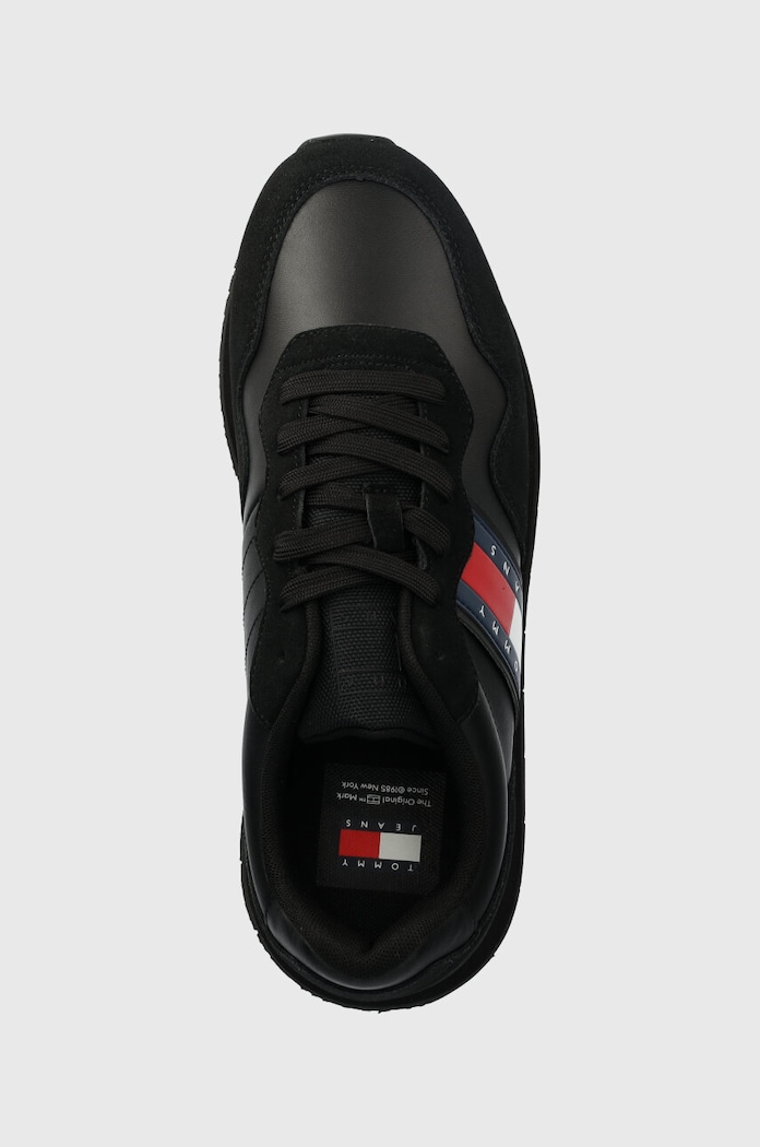 Kožené sneakers boty Tommy Jeans TJM MODERN RUNNER černá EM0EM01316