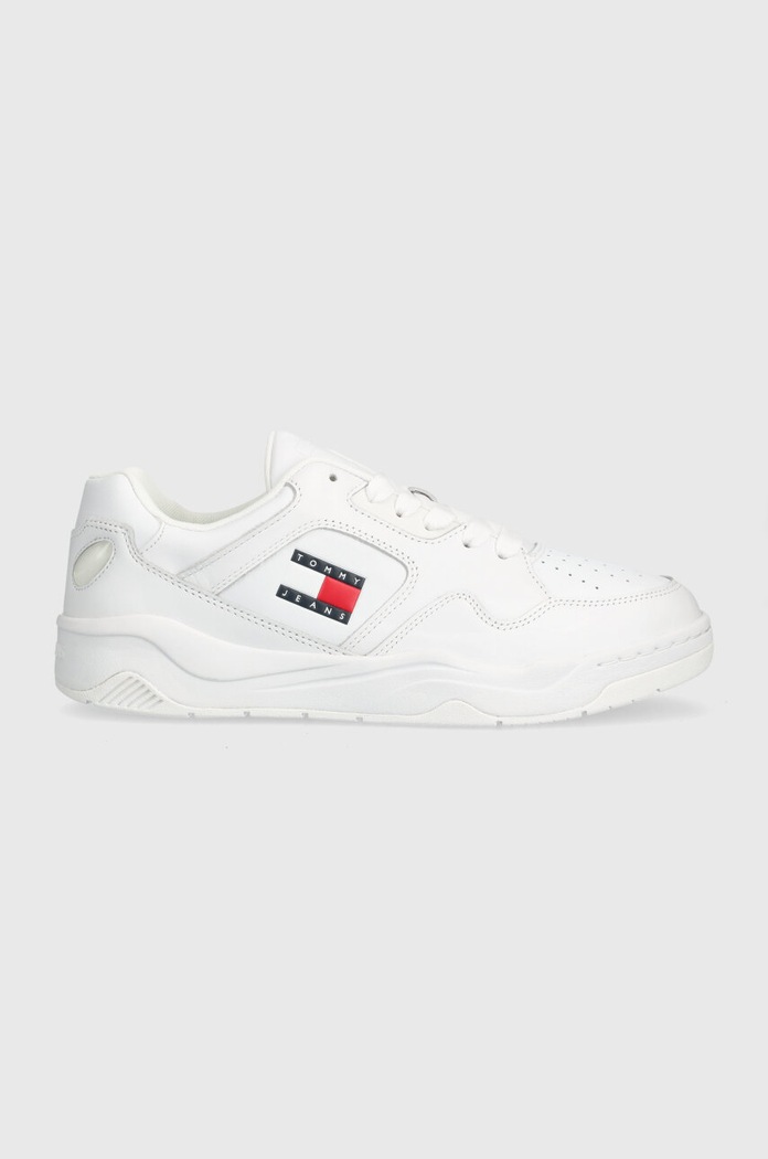 Tenisky Tommy Jeans TJM LEATHER OUTSOLE COLOR imitace kůže bílá EM0EM01350