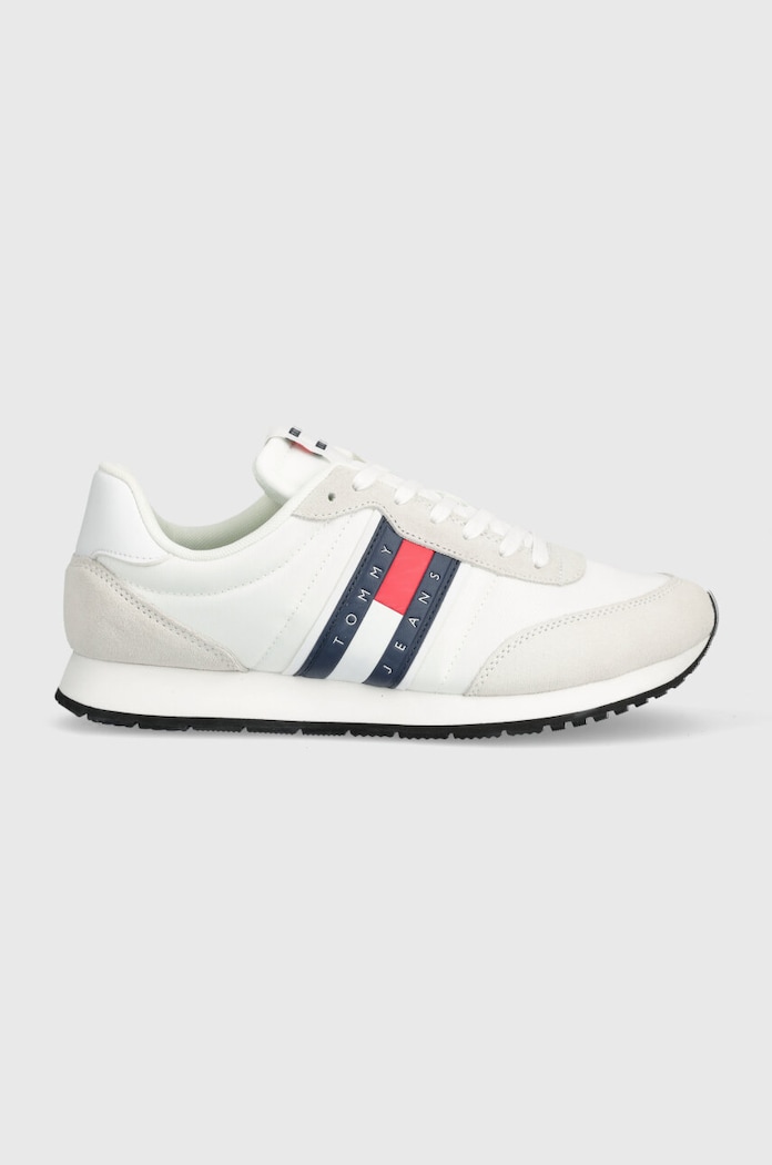 Sneakers boty Tommy Jeans TJM RUNNER CASUAL ESS semišová kůže bílá EM0EM01351