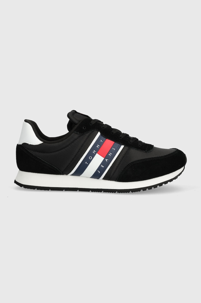 Sneakers boty Tommy Jeans TJM RUNNER CASUAL ESS semišová kůže černá EM0EM01351