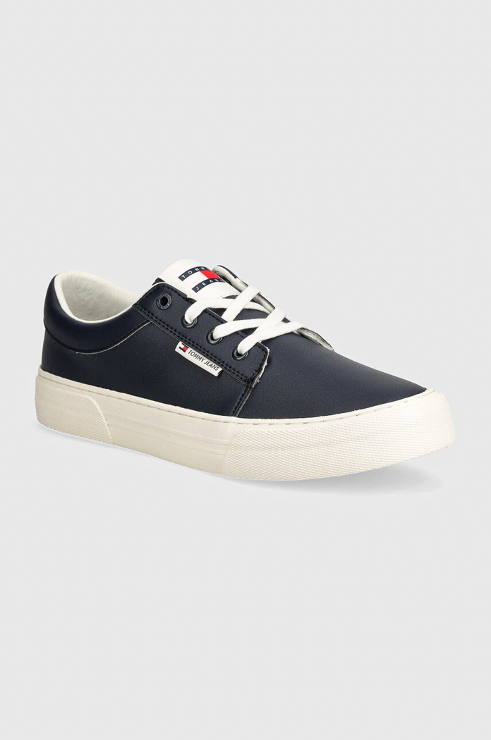 Sneakers boty Tommy Jeans TJM VULC. SKATE DERBY ESS imitace kůže námořnická modř EM0EM01400