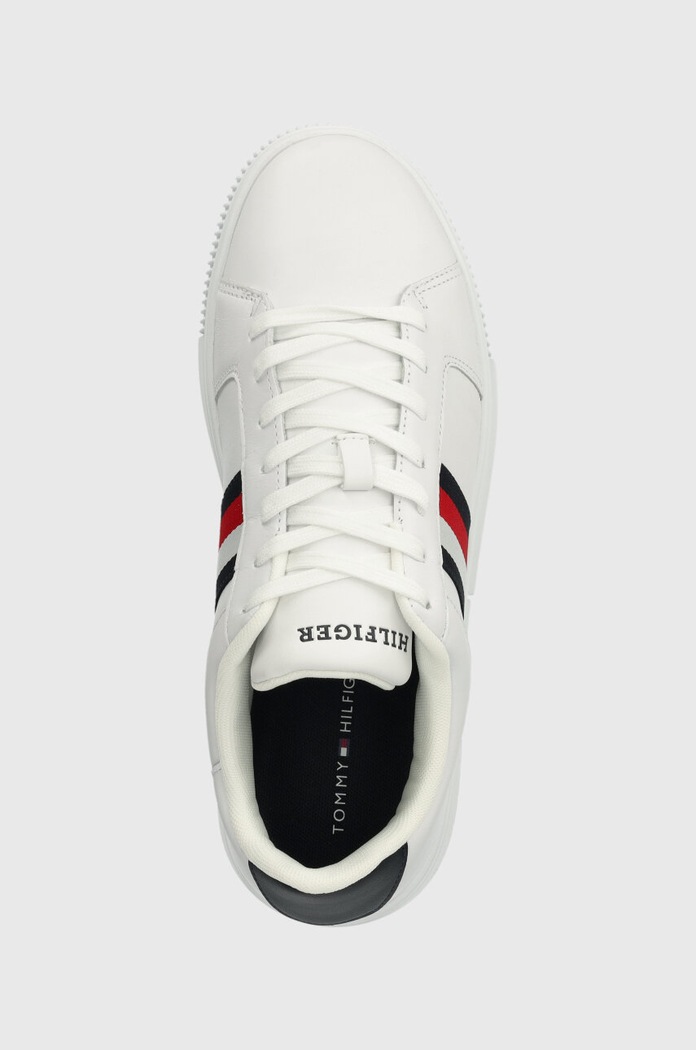 Kožne tenisice Tommy Hilfiger SUPERCUP LTH STRIPES ESS bijela FM0FM04895