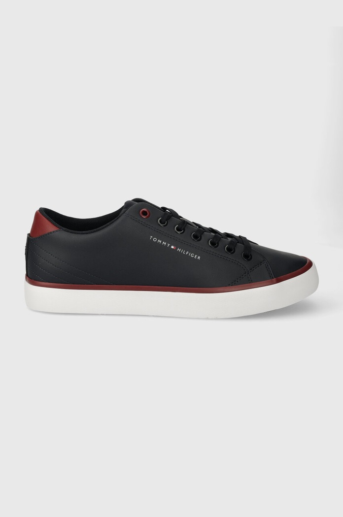 Usnjene teniske Tommy Hilfiger TH HI VULC CORE LOW LEATHER ESS Zrnato usnje mornarsko modra FM0FM05041