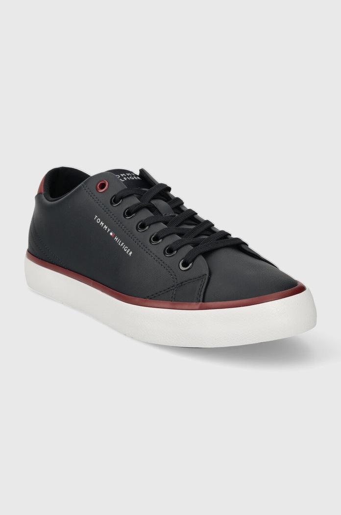Usnjene teniske Tommy Hilfiger TH HI VULC CORE LOW LEATHER ESS FM0FM05041 mornarsko modra AW24