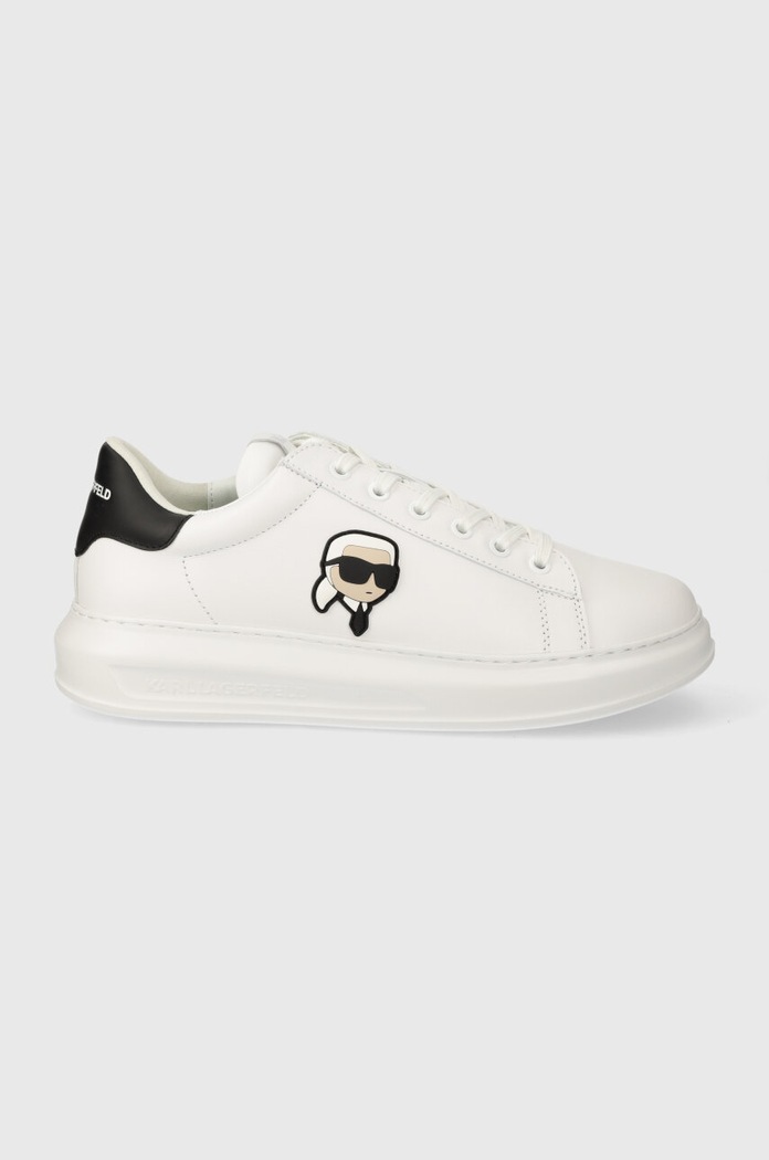 Usnjene superge Karl Lagerfeld KAPRI MENS Zrnato usnje bela KL52530N.011