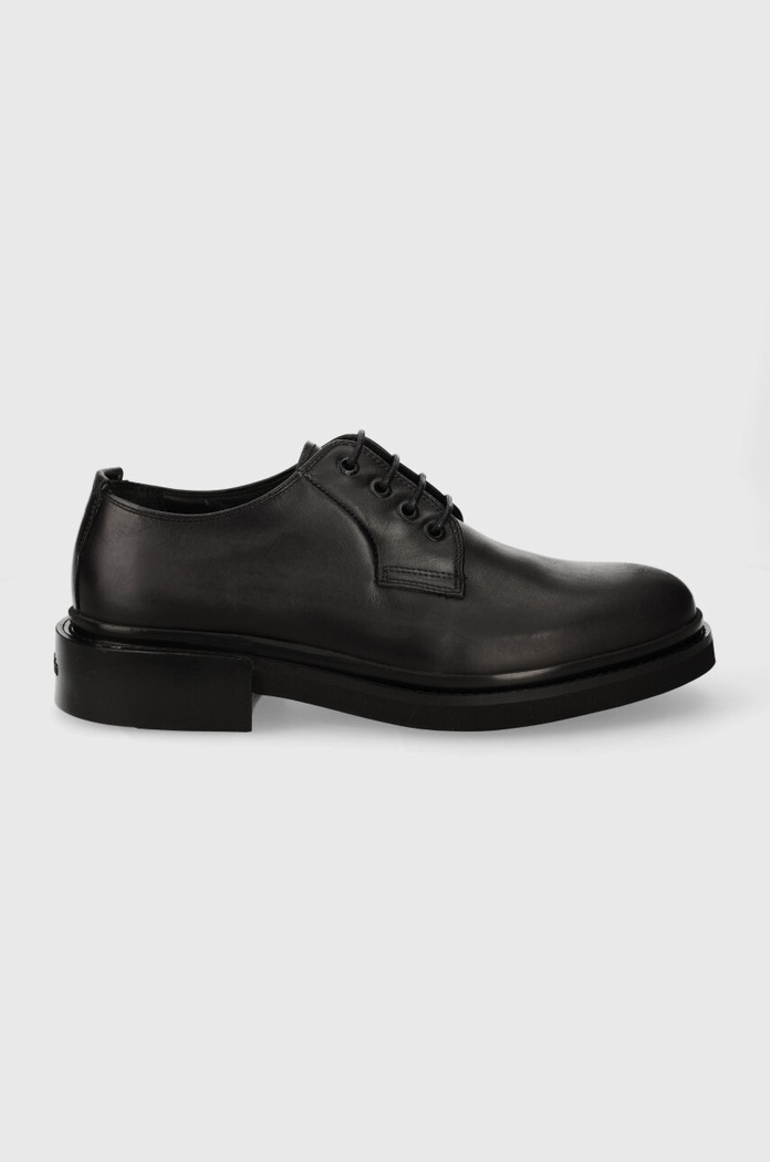 Calvin Klein półbuty skórzane POSTMAN DERBY skóra licowa czarny HM0HM01356