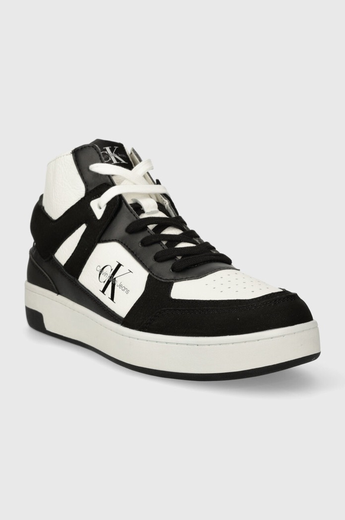 Calvin Klein Jeans sneakersy skórzane BASKET CUPSOLE MID LTH ML FAD YM0YM00883 czarny SS24