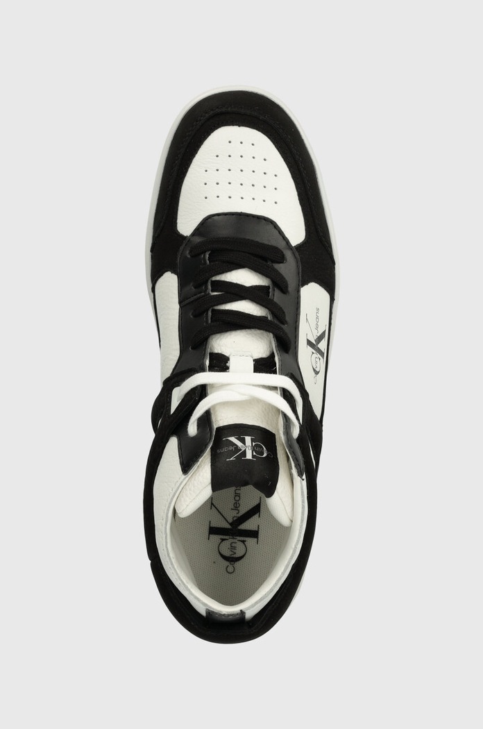 Calvin Klein Jeans sneakersy skórzane BASKET CUPSOLE MID LTH ML FAD czarny YM0YM00883