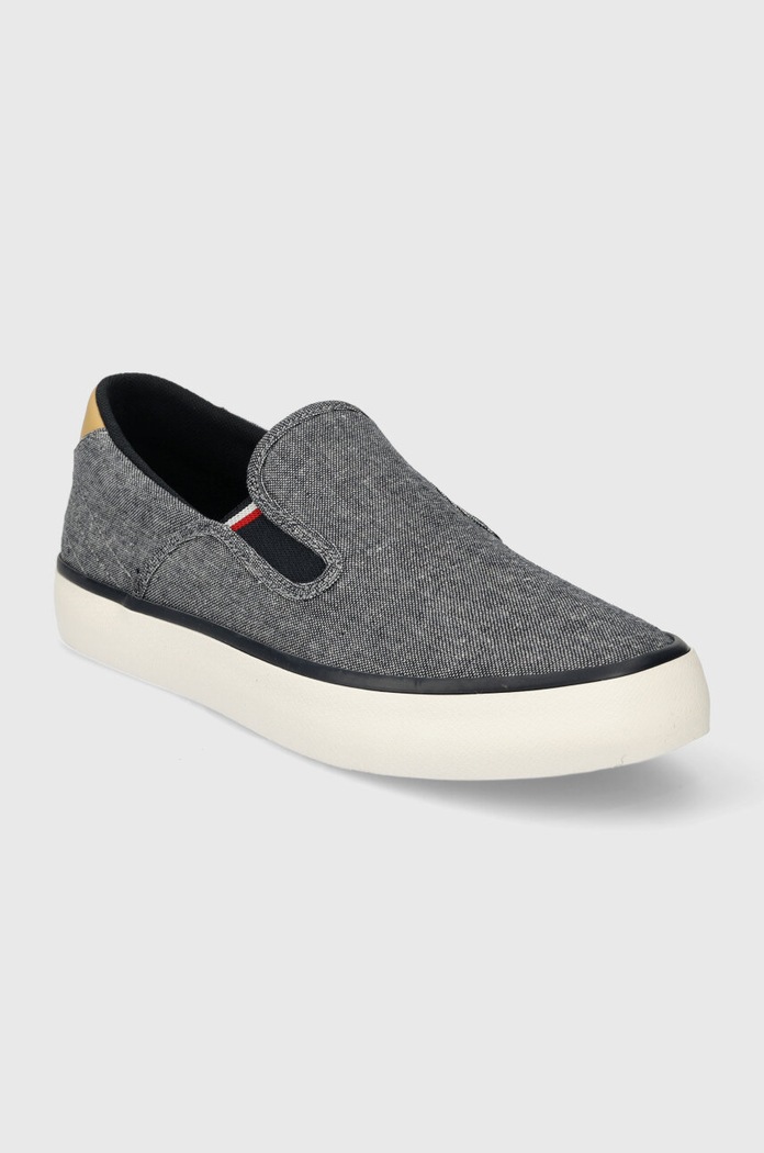 Tenisky Tommy Hilfiger TH HI VULC LOW SLIPON CHAMBRAY FM0FM04947 námořnická modř SS24