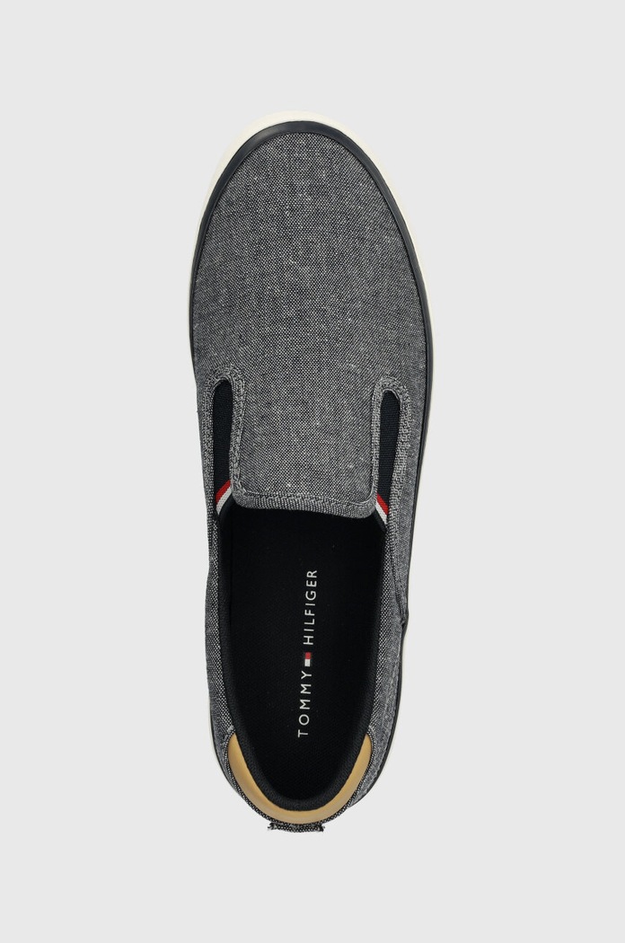 Tenisky Tommy Hilfiger TH HI VULC LOW SLIPON CHAMBRAY námořnická modř FM0FM04947