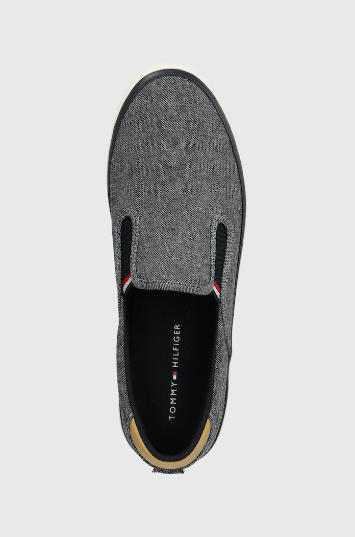 Tenisky Tommy Hilfiger TH HI VULC LOW SLIPON CHAMBRAY námořnická modř FM0FM04947