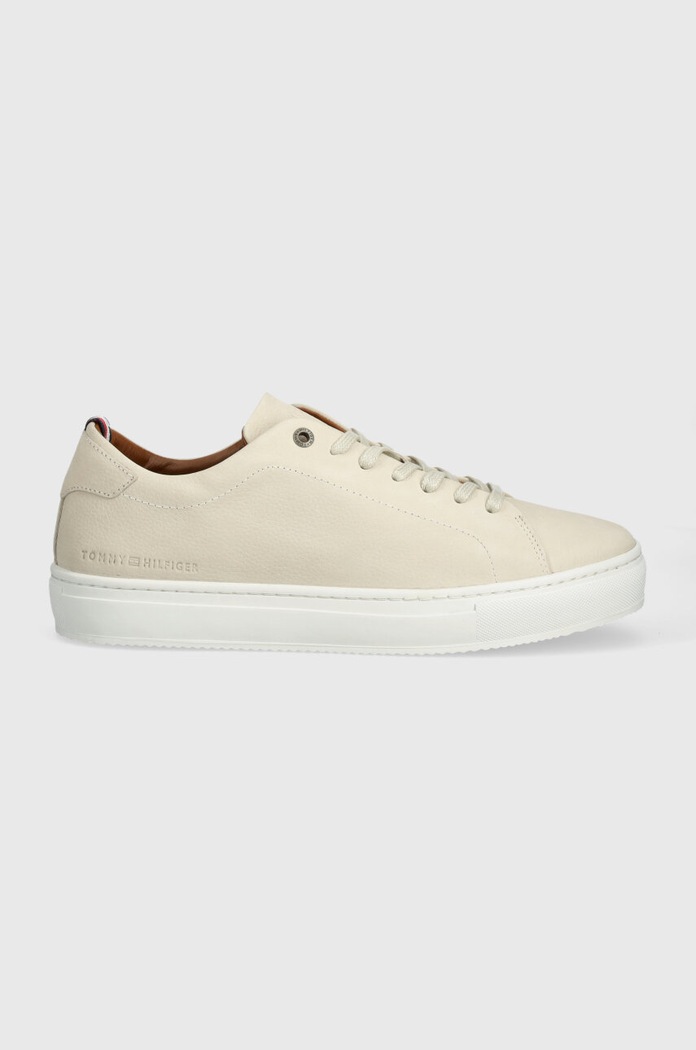Kožené tenisky Tommy Hilfiger PREMIUM CORPORATE LTH SEASONAL FM0FM04965 béžová SS24