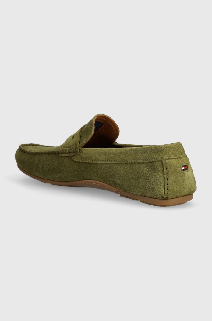 Obuwie Tommy Hilfiger mokasyny zamszowe CASUAL SUEDE DRIVER FM0FM04998 zielony