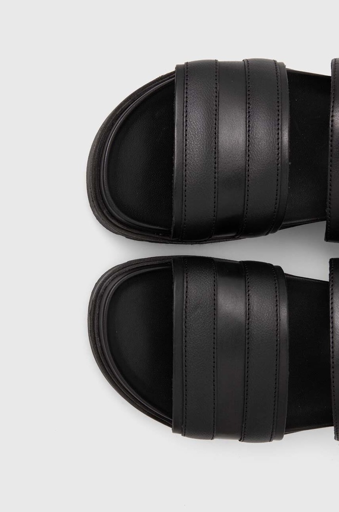 Tommy Hilfiger sandale de piele ELEVATED TH BUCKLE LTH SANDAL negru FM0FM05007