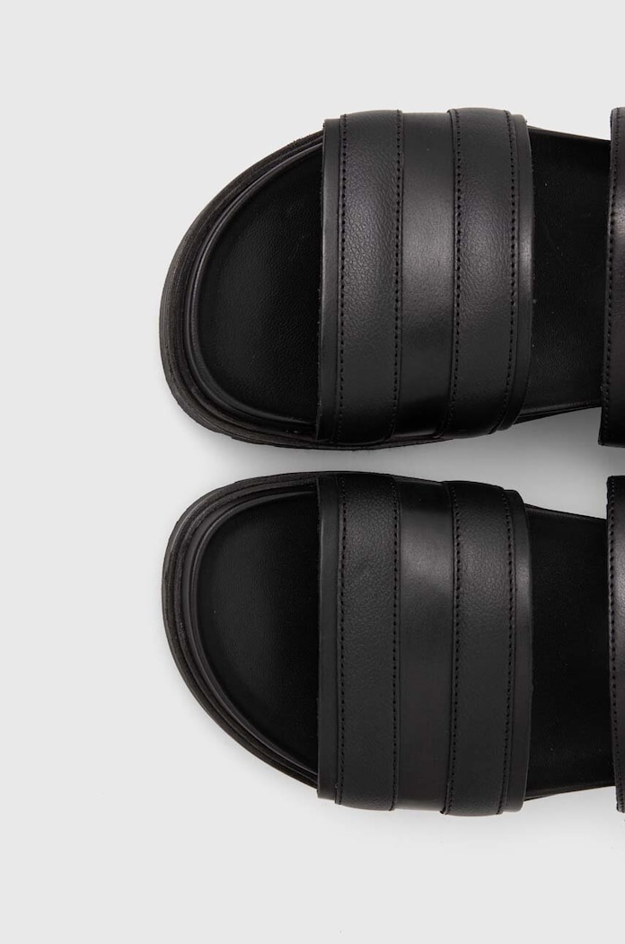 Tommy Hilfiger sandale de piele ELEVATED TH BUCKLE LTH SANDAL negru FM0FM05007
