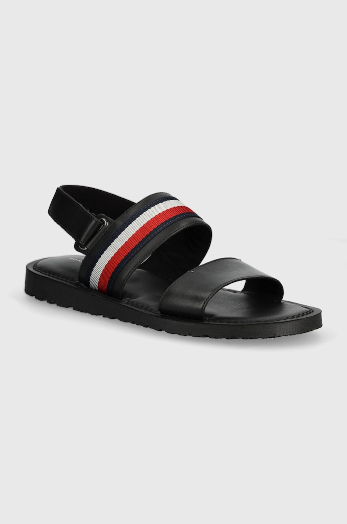 Sandály Tommy Hilfiger CORE LTH STRAPPY SANDAL přírodní kůže černá FM0FM05009