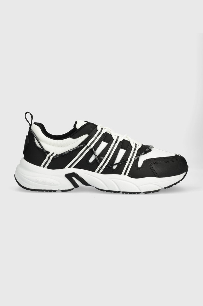 Sneakers Calvin Klein Jeans RETRO TENNIS LOW LACEUP MIX DIF υφασμάτινο μαύρο YM0YM00918