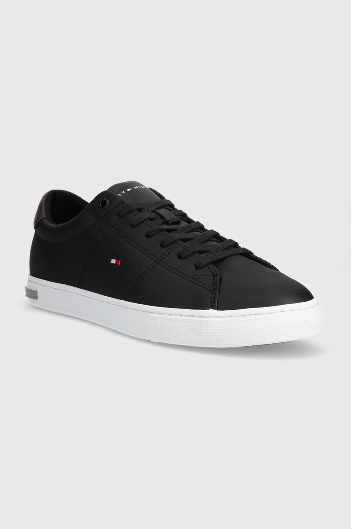 Tommy Hilfiger sneakersy skórzane ESSENTIAL LEATHER DETAIL VULC FM0FM04047 czarny SS24