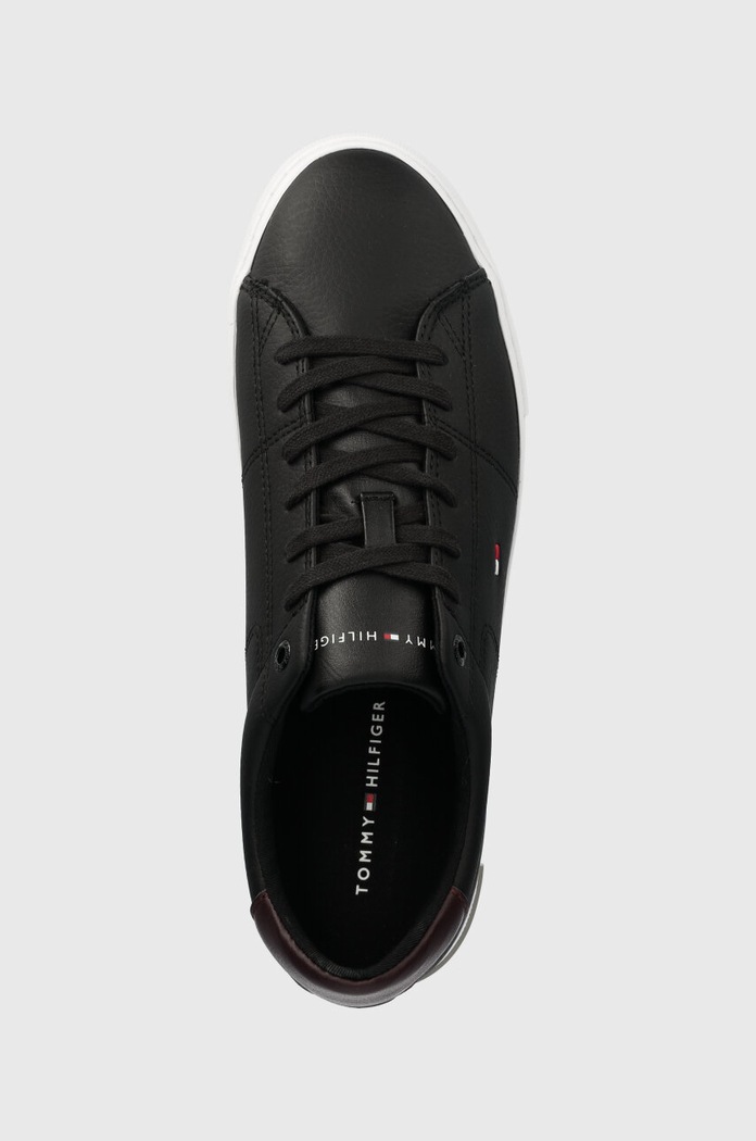 Tommy Hilfiger sneakersy skórzane ESSENTIAL LEATHER DETAIL VULC czarny FM0FM04047