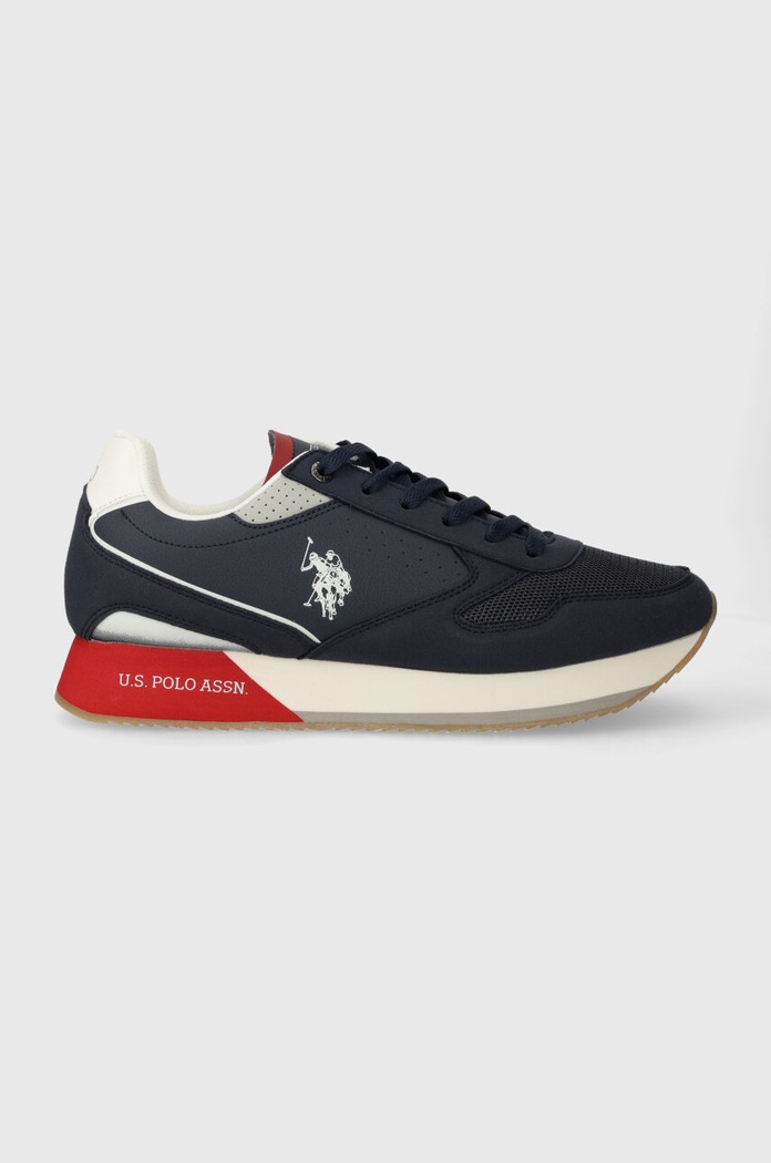 Sneakers U.S. Polo Assn. NOBIL απομίμηση λείου δέρματος σκούρο μπλε NOBIL003M.4HY5