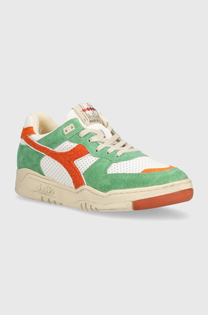 Δερμάτινα sneakers Diadora B.560 Used RR Italia λείο δέρμα πράσινο 201.180481.30095