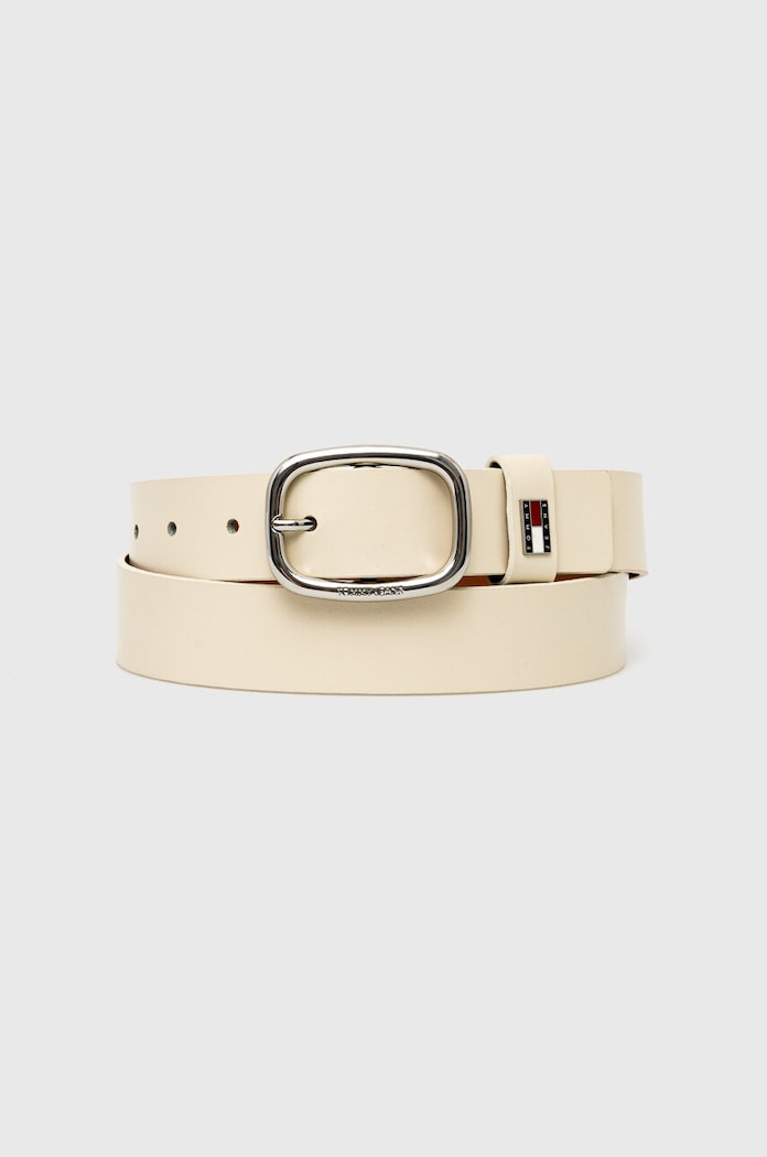 Tommy Jeans pasek damski skórzany beżowy AW0AW15836