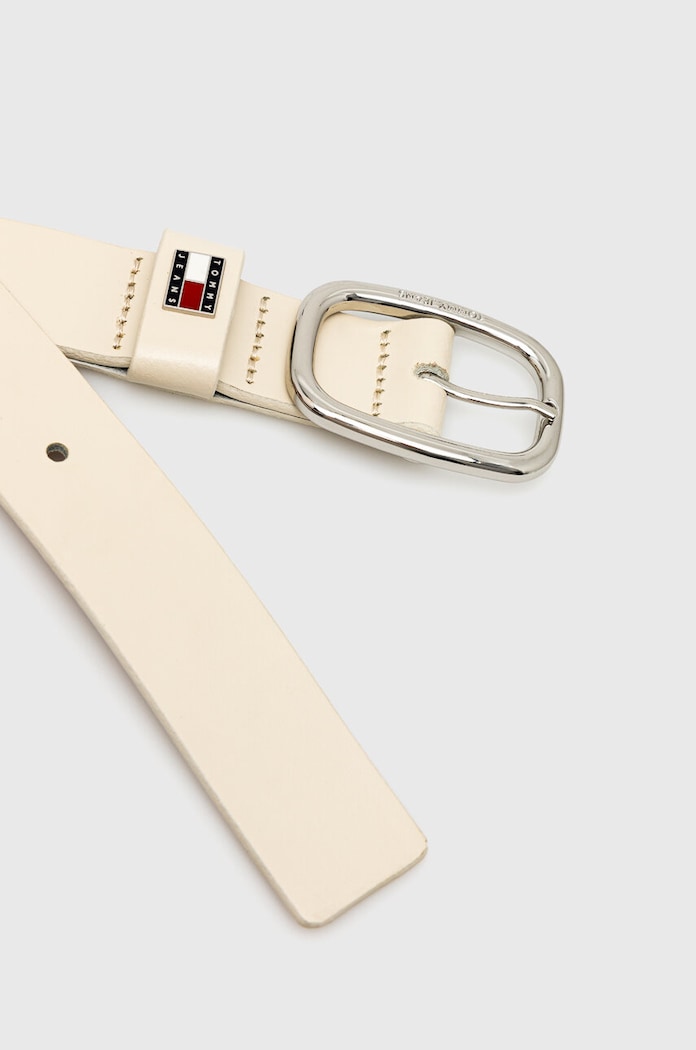 Tommy Jeans pasek damski skórzany AW0AW15836 beżowy SS26
