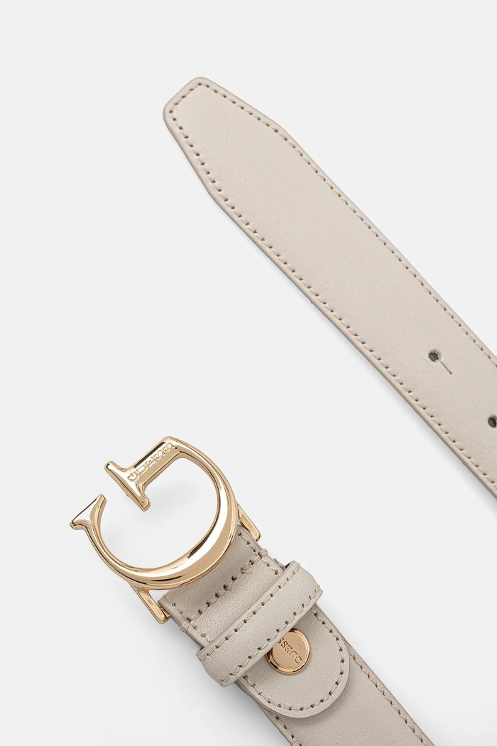 Δερμάτινη ζώνη Guess BW9118.P4230 μπεζ SS25