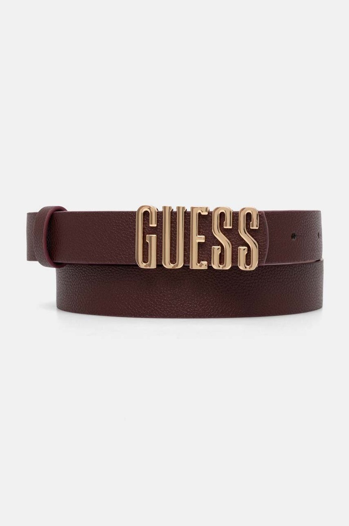 Pásek Guess MERDIAN přírodní kůže burgundské BW9114.P4225