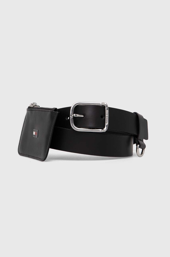 Tommy Jeans pasek skórzany czarny AW0AW15964