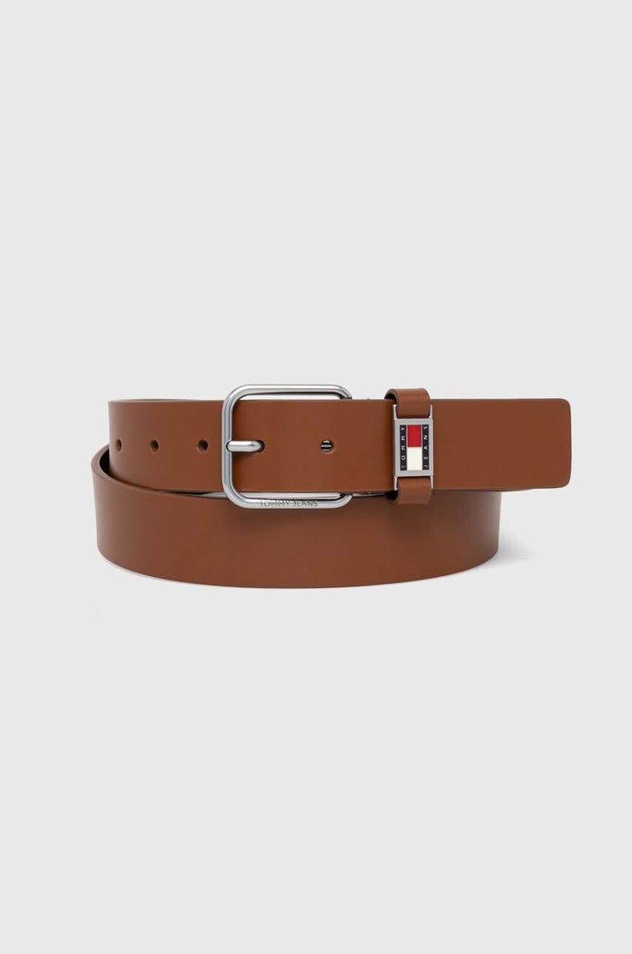 Kožený pásek Tommy Jeans hnědá AM0AM12045