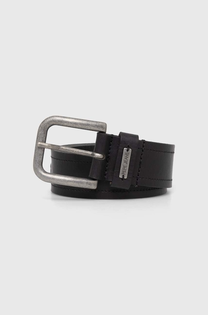 Δερμάτινη ζώνη Pepe Jeans SANDRO BELT Planet friendly μαύρο PM021017