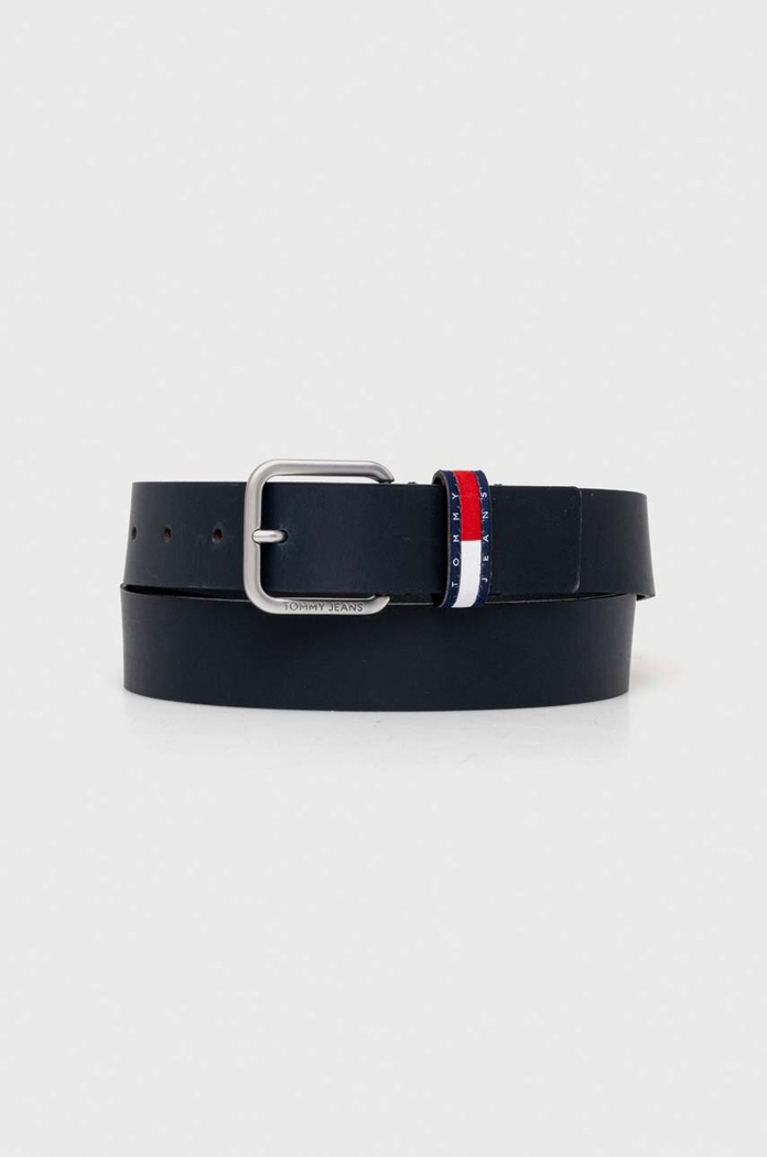 Tommy Jeans curea de piele bleumarin AM0AM12337