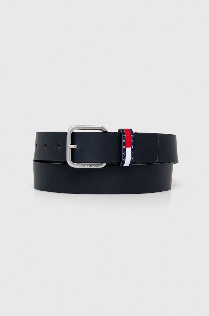 Tommy Jeans curea de piele bleumarin AM0AM12337